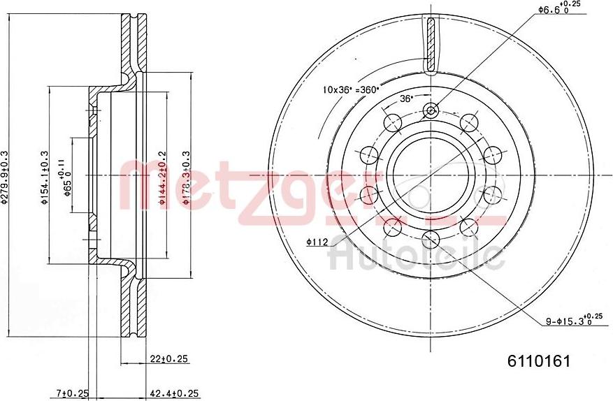 Metzger 6110161 - Disque de frein cwaw.fr