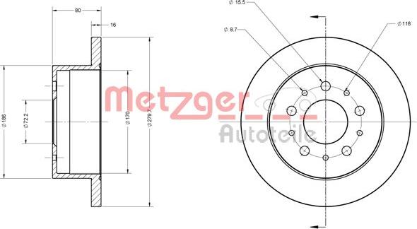 Metzger 6110163 - Disque de frein cwaw.fr