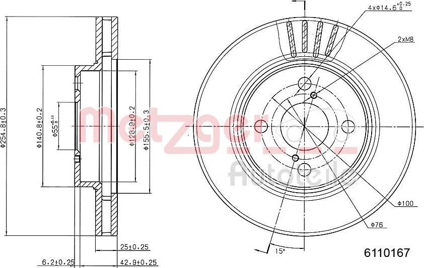 Metzger 6110167 - Disque de frein cwaw.fr