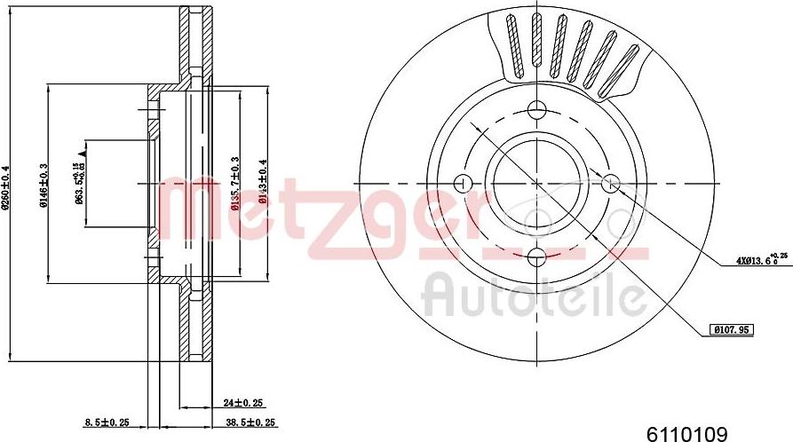 Metzger 6110109 - Disque de frein cwaw.fr