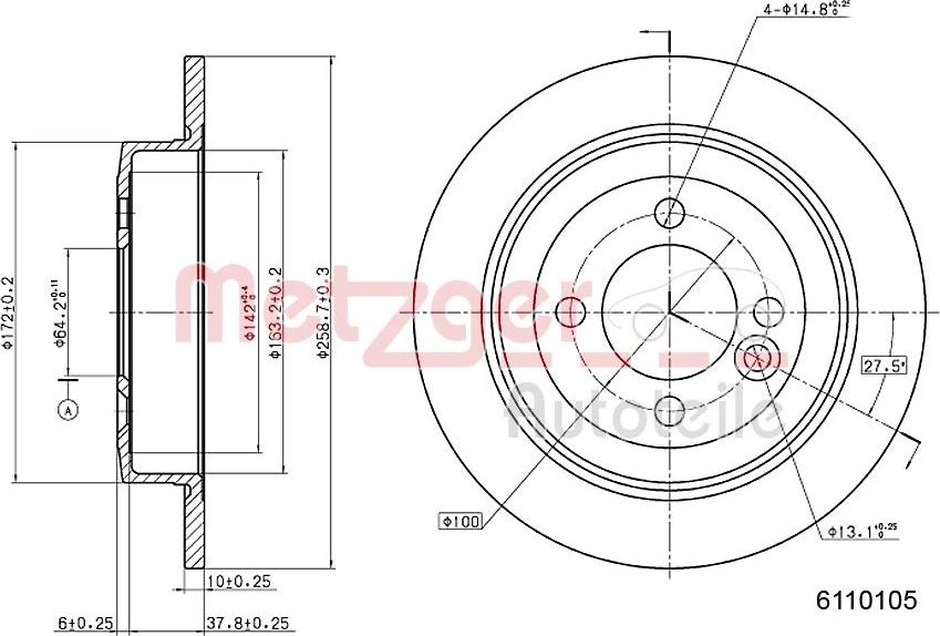 Metzger 6110105 - Disque de frein cwaw.fr