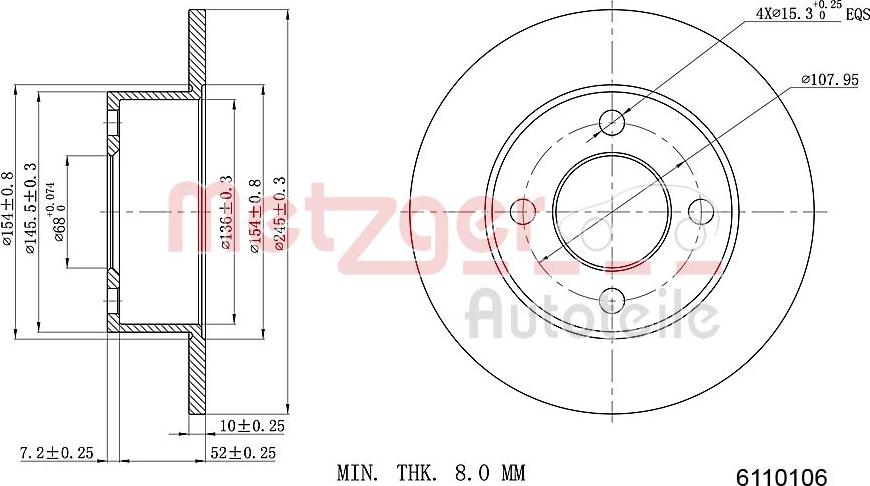 Metzger 6110106 - Disque de frein cwaw.fr