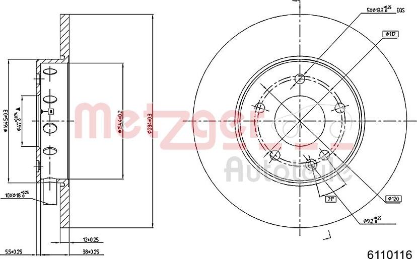 Metzger 6110116 - Disque de frein cwaw.fr