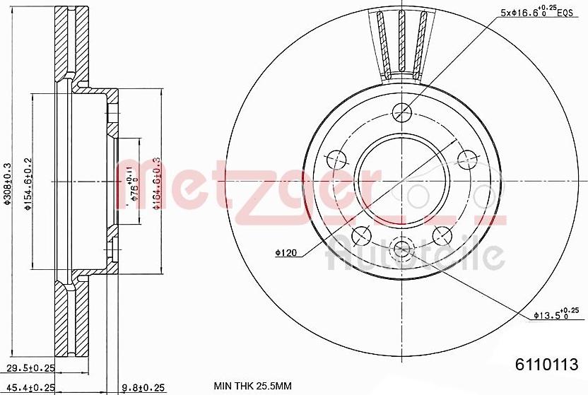 Metzger 6110113 - Disque de frein cwaw.fr