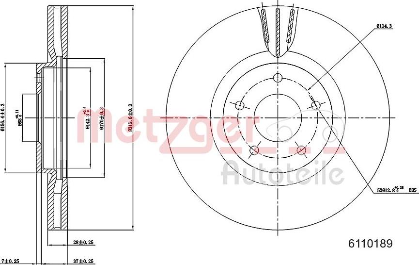 Metzger 6110189 - Disque de frein cwaw.fr