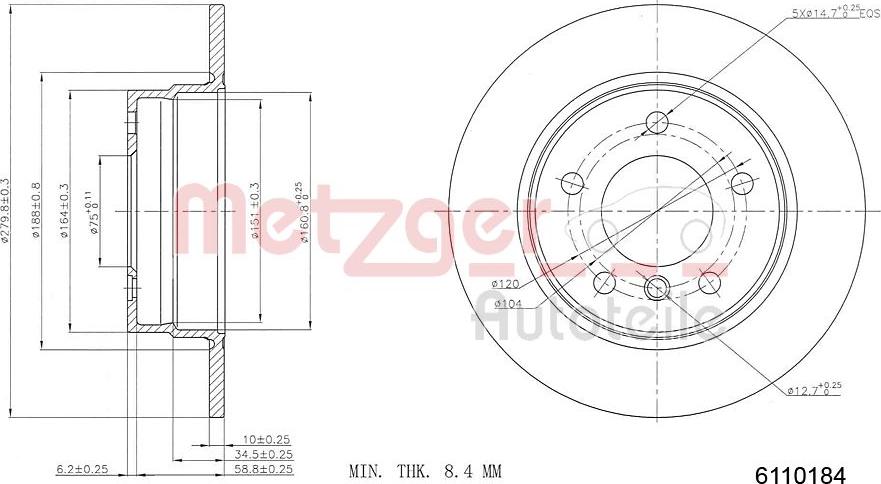 Metzger 6110184 - Disque de frein cwaw.fr