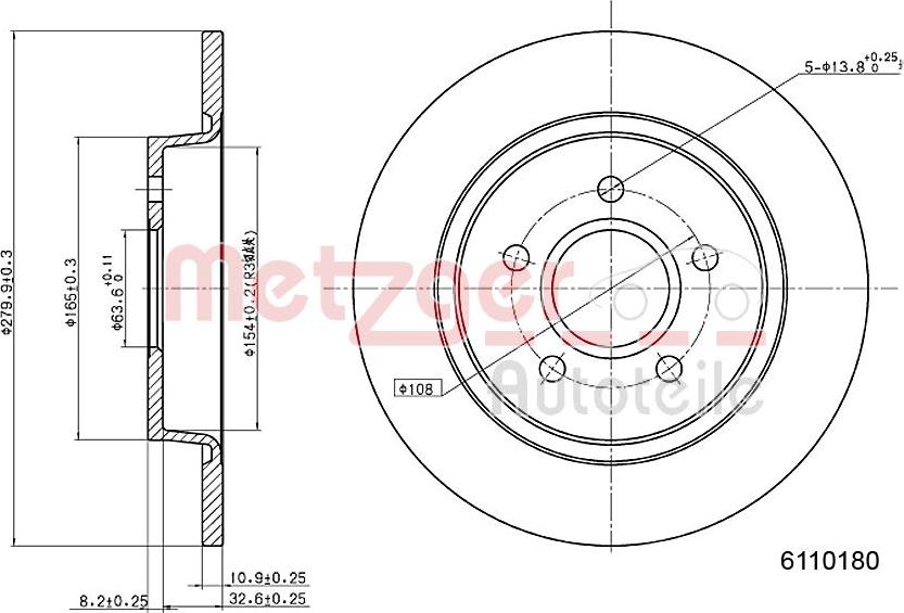 Metzger 6110180 - Disque de frein cwaw.fr