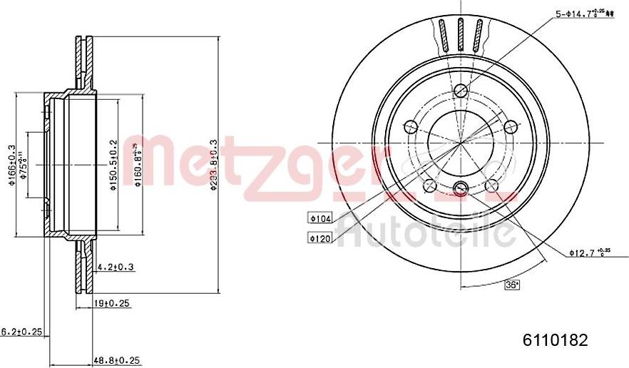 Metzger 6110182 - Disque de frein cwaw.fr