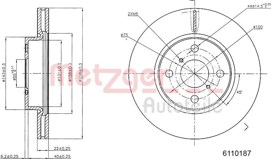 Metzger 6110187 - Disque de frein cwaw.fr