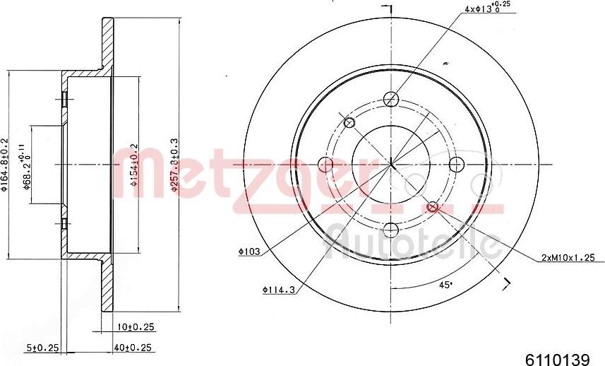 Metzger 6110139 - Disque de frein cwaw.fr