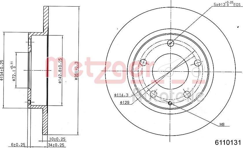 Metzger 6110131 - Disque de frein cwaw.fr