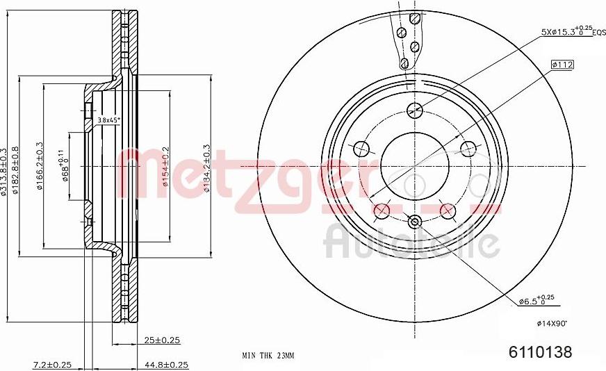 Metzger 6110138 - Disque de frein cwaw.fr