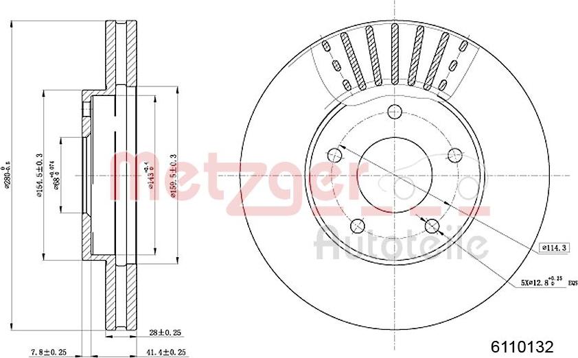 Metzger 6110132 - Disque de frein cwaw.fr