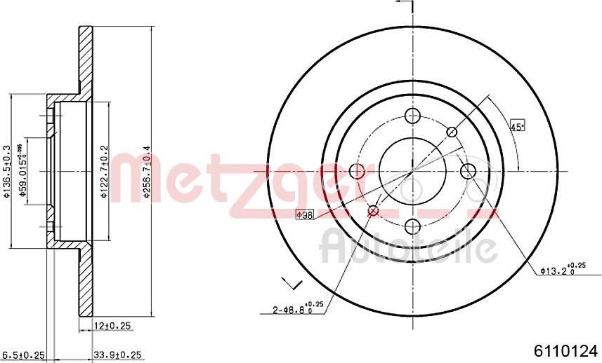 Metzger 6110124 - Disque de frein cwaw.fr