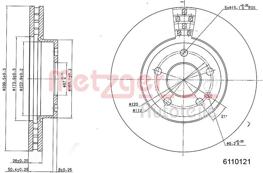 Metzger 6110121 - Disque de frein cwaw.fr