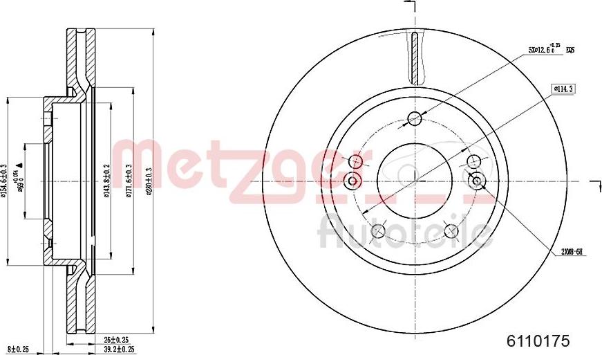 Metzger 6110175 - Disque de frein cwaw.fr