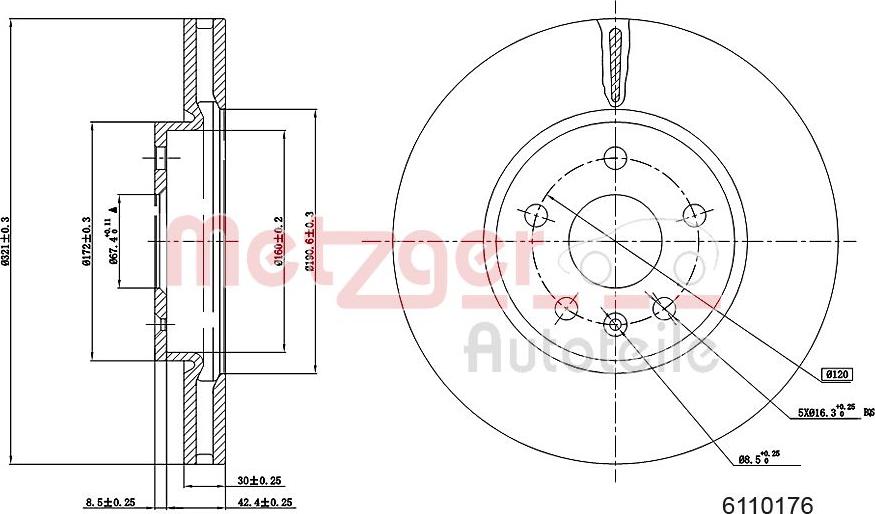 Metzger 6110176 - Disque de frein cwaw.fr