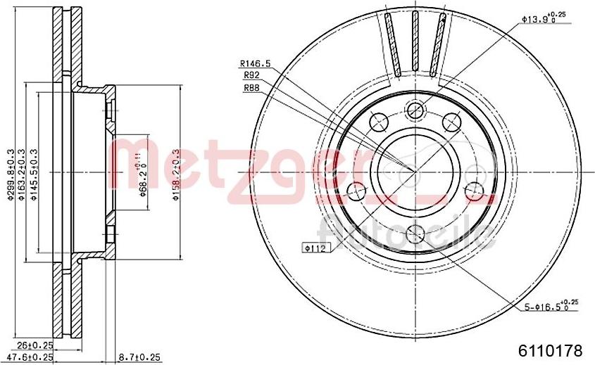 Metzger 6110178 - Disque de frein cwaw.fr