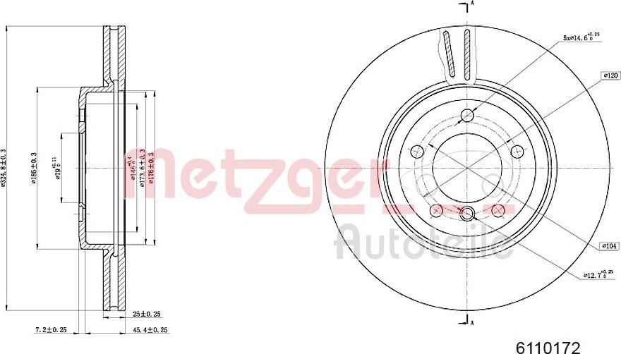 Metzger 6110172 - Disque de frein cwaw.fr