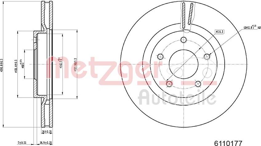 Metzger 6110177 - Disque de frein cwaw.fr