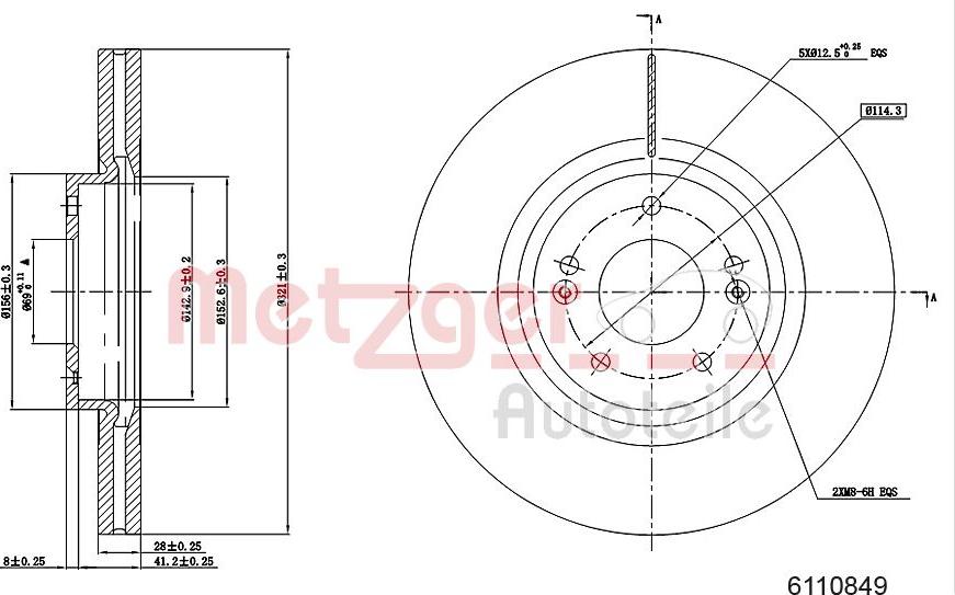 Metzger 6110849 - Disque de frein cwaw.fr