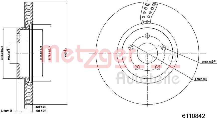 Metzger 6110842 - Disque de frein cwaw.fr