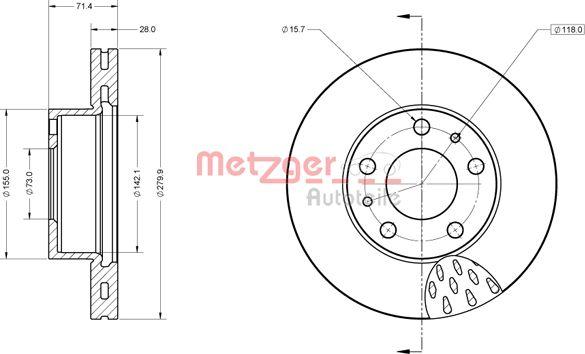 Metzger 6110851 - Disque de frein cwaw.fr