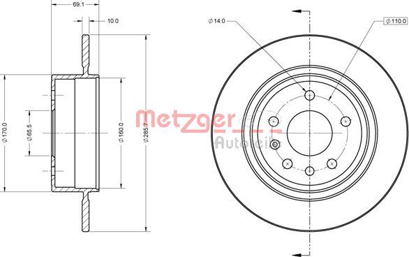 Metzger 6110865 - Disque de frein cwaw.fr