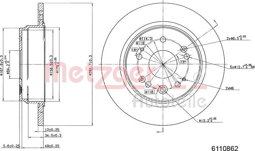 Metzger 6110862 - Disque de frein cwaw.fr