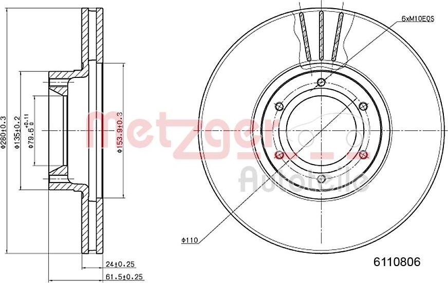 Metzger 6110806 - Disque de frein cwaw.fr