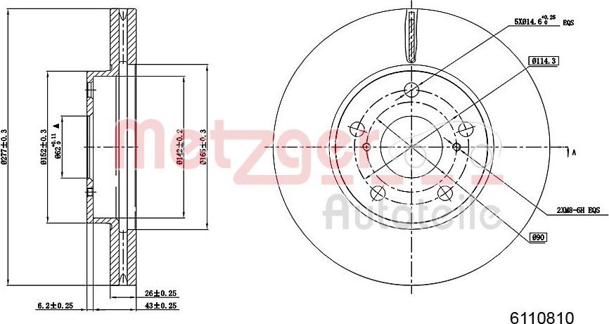 Metzger 6110810 - Disque de frein cwaw.fr