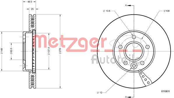 Metzger 6110811 - Disque de frein cwaw.fr