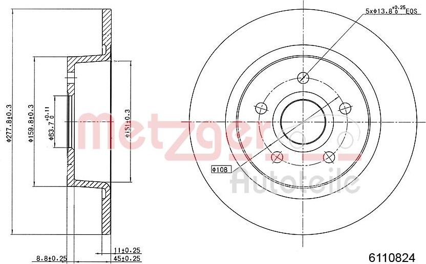 Metzger 6110824 - Disque de frein cwaw.fr