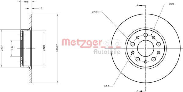 Metzger 6110828 - Disque de frein cwaw.fr