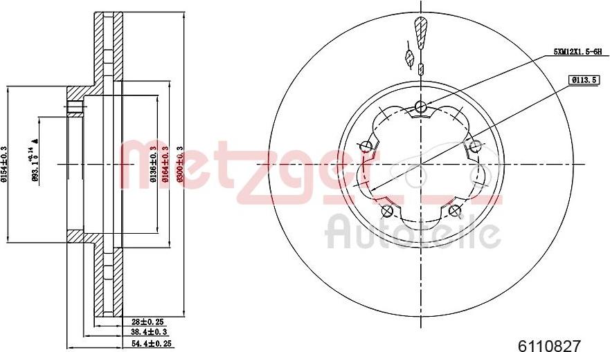 Metzger 6110827 - Disque de frein cwaw.fr