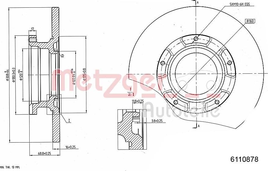 Metzger 6110878 - Disque de frein cwaw.fr