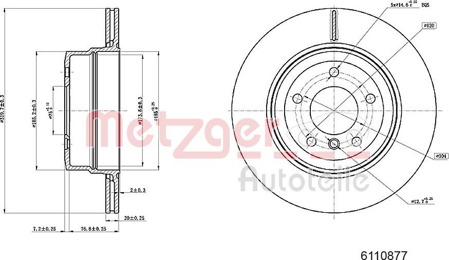 Metzger 6110877 - Disque de frein cwaw.fr