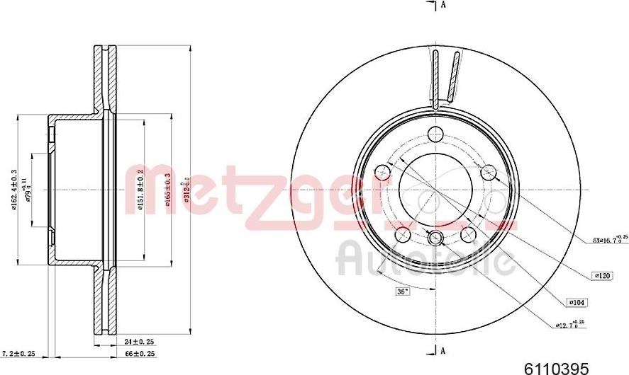 Metzger 6110395 - Disque de frein cwaw.fr