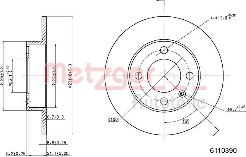 Metzger 6110390 - Disque de frein cwaw.fr