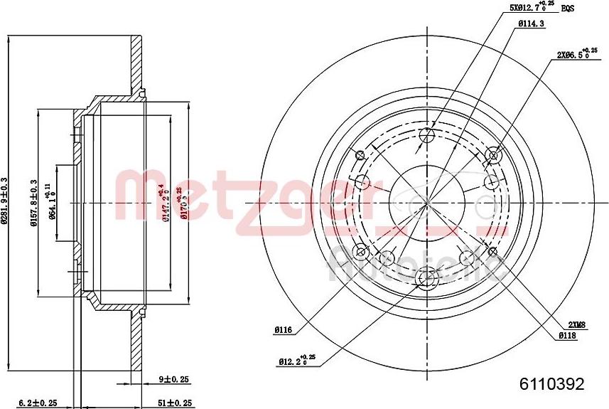 Metzger 6110392 - Disque de frein cwaw.fr