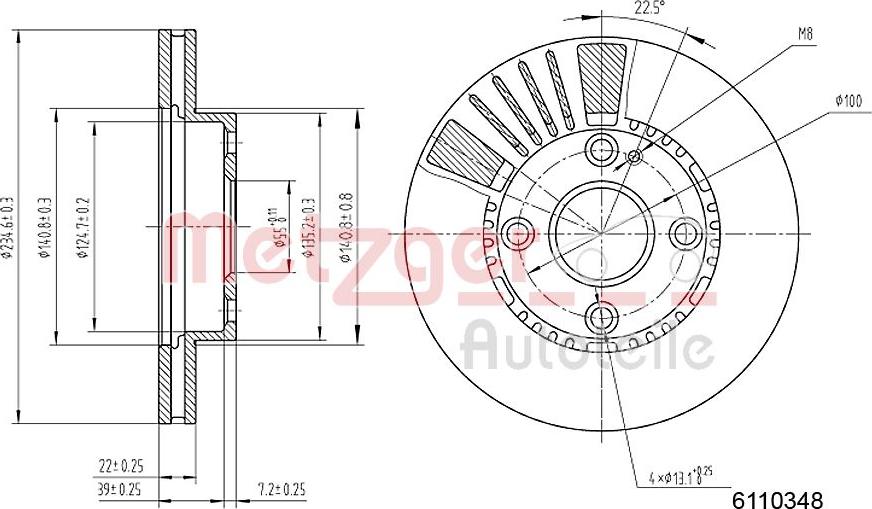 Metzger 6110348 - Disque de frein cwaw.fr