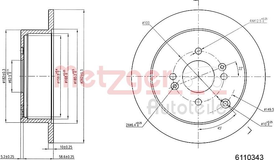 Metzger 6110343 - Disque de frein cwaw.fr