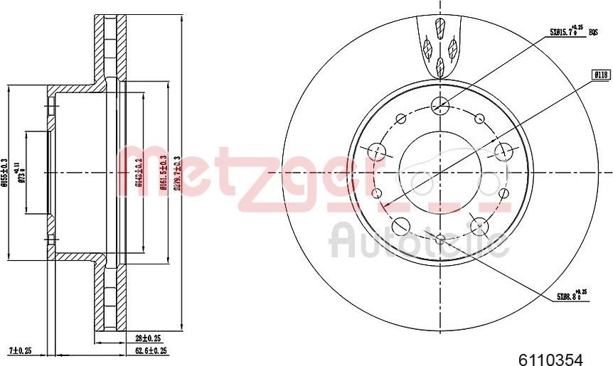 Metzger 6110354 - Disque de frein cwaw.fr