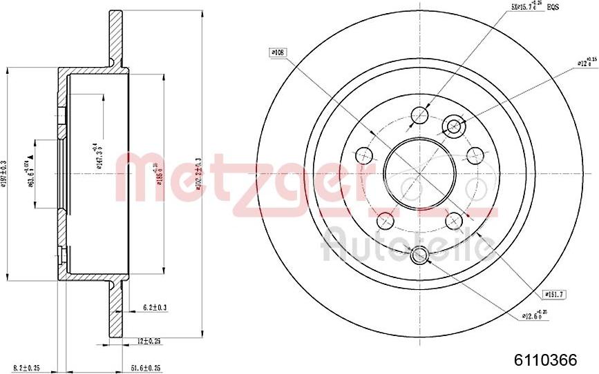 Metzger 6110366 - Disque de frein cwaw.fr