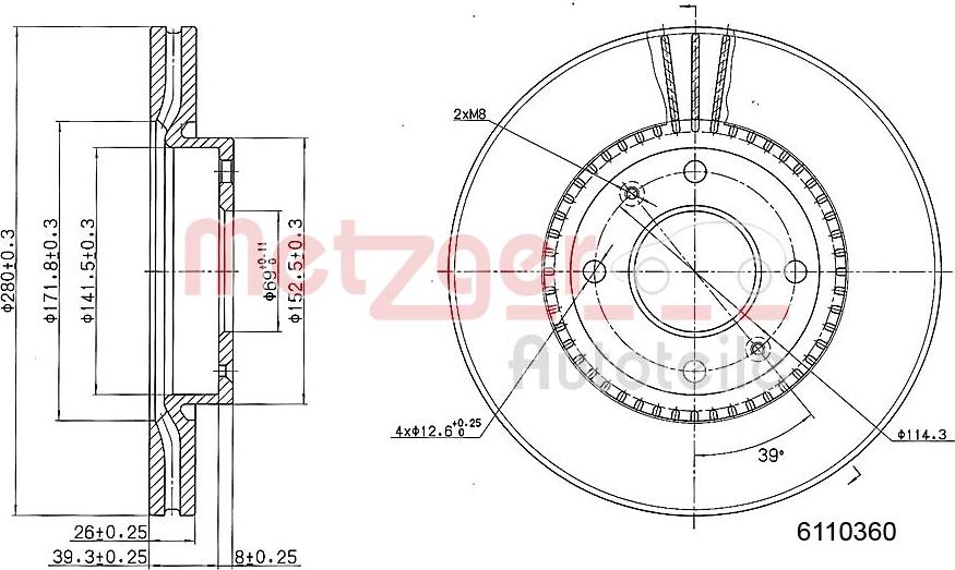 Metzger 6110360 - Disque de frein cwaw.fr