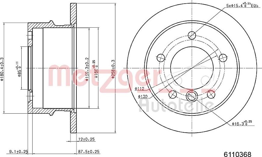 Metzger 6110368 - Disque de frein cwaw.fr