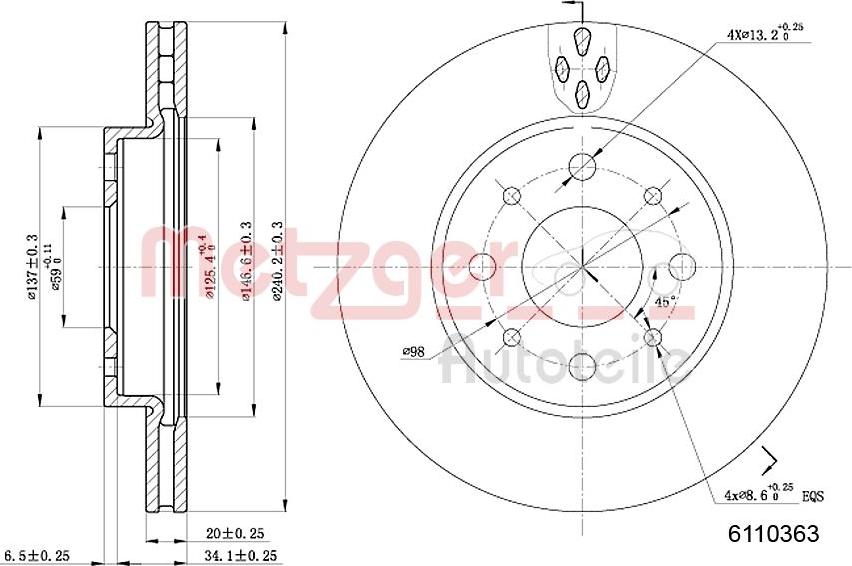 Metzger 6110363 - Disque de frein cwaw.fr