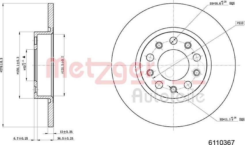 Metzger 6110367 - Disque de frein cwaw.fr