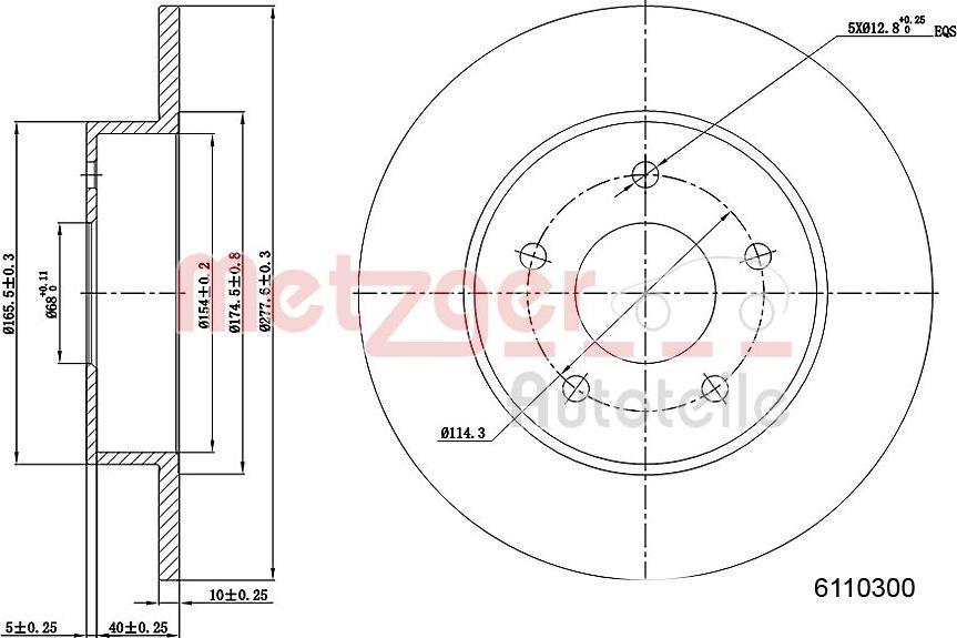 Metzger 6110300 - Disque de frein cwaw.fr