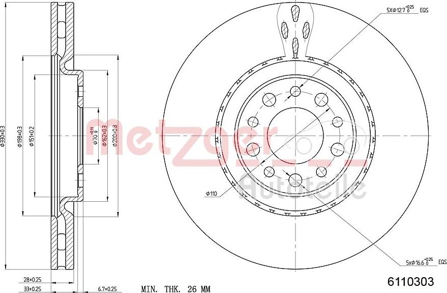 Metzger 6110303 - Disque de frein cwaw.fr